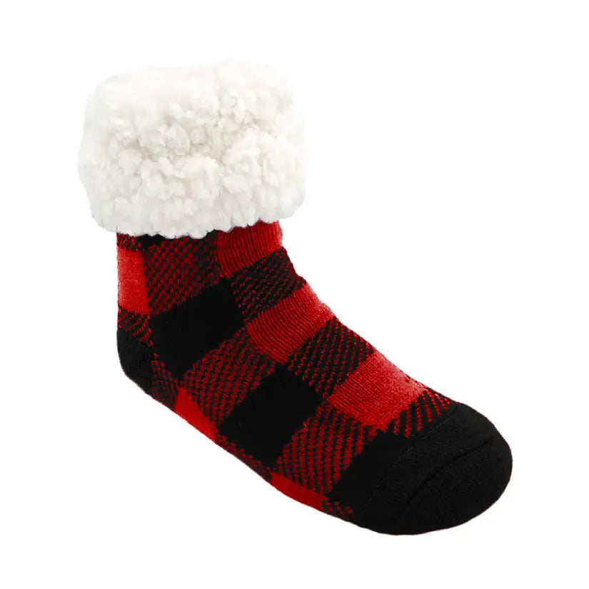 Pudus Classic Slipper Socks LumberJack Red Kids