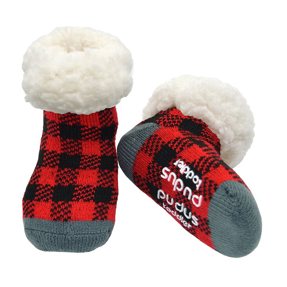 Pudus Classic Slipper Socks LumberJack Red Toddler