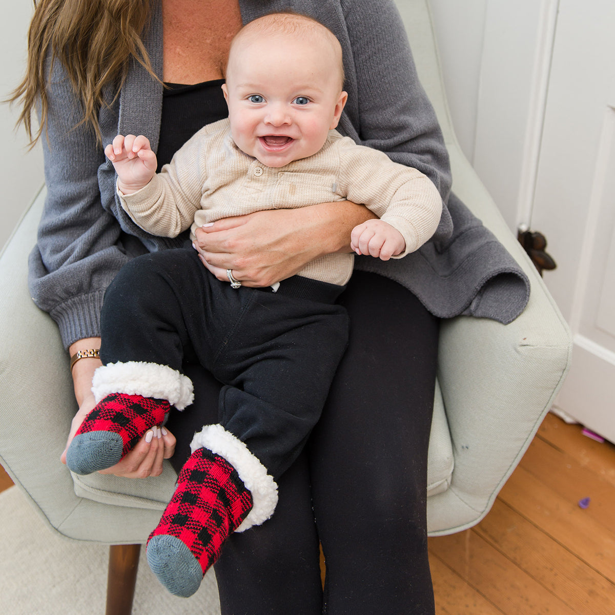 Pudus Classic Slipper Socks LumberJack Red Toddler
