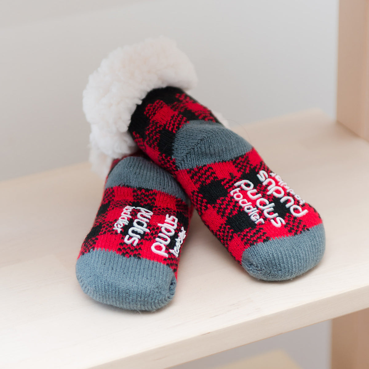 Pudus Classic Slipper Socks LumberJack Red Toddler
