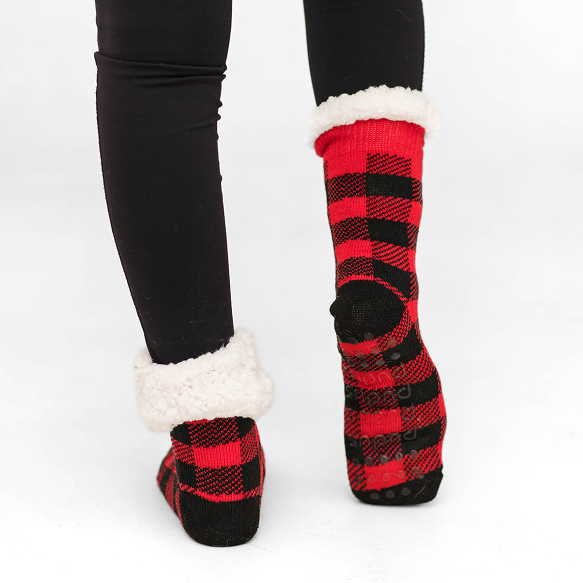 Pudus Classic Slipper Socks LumberJack Red