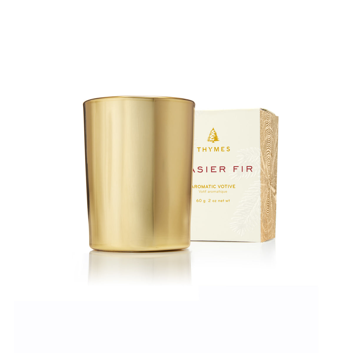 Thymes Frasier Fir Gilded Gold Votive Candle