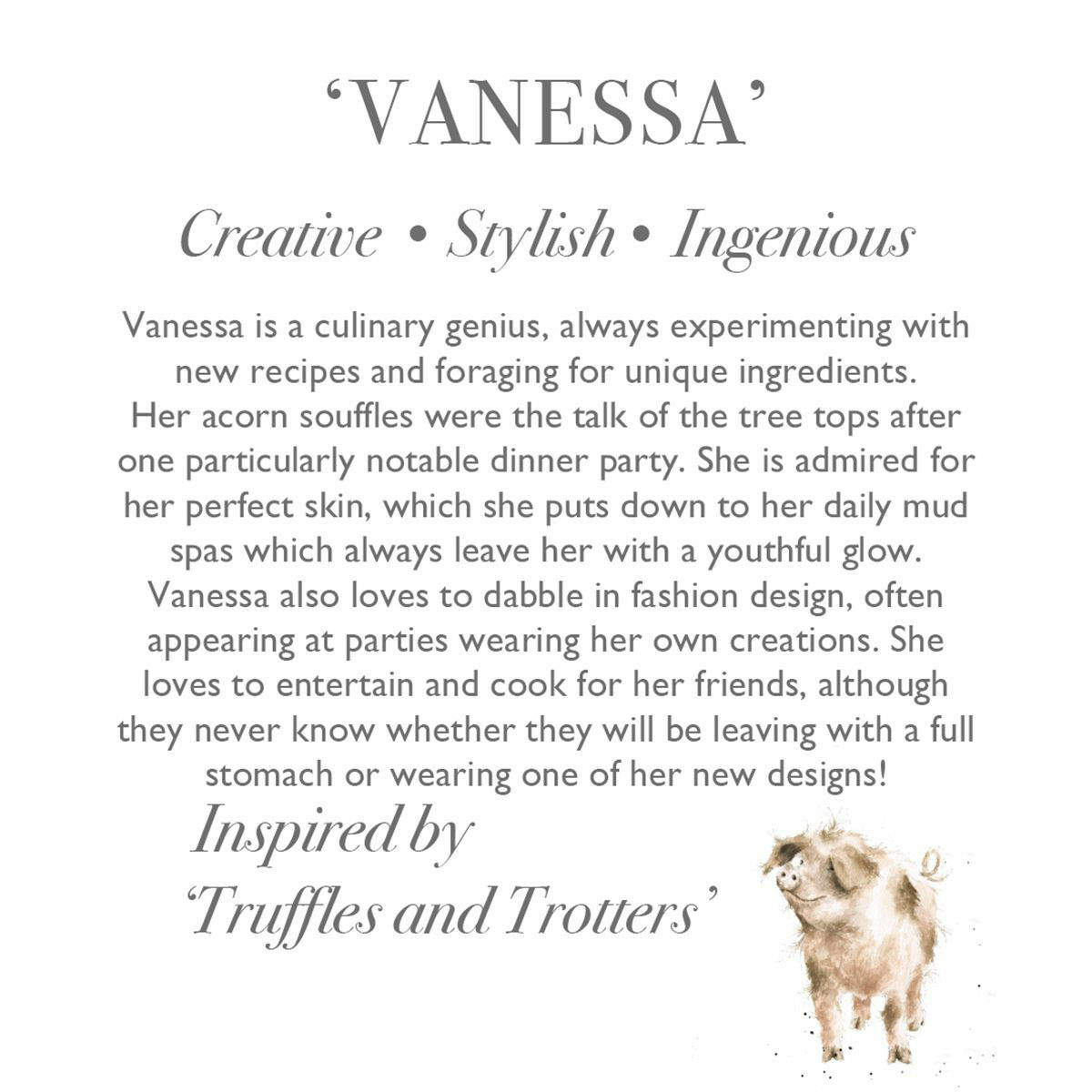 Wrendale 'Vanessa' Pig Plush Character
