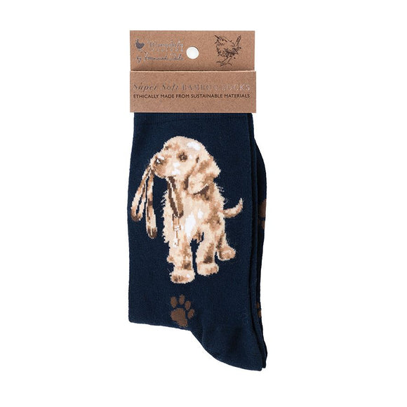 Wrendale 'Hopeful' Labrador Navy Socks