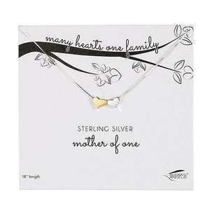 Mother Of... Sterling Silver & Gold Hearts Necklace