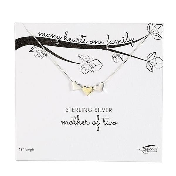 Mother Of... Sterling Silver & Gold Hearts Necklace
