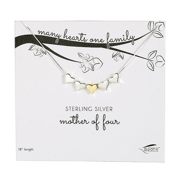 Mother Of... Sterling Silver & Gold Hearts Necklace