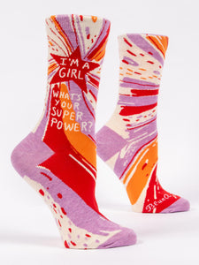 I'm A Girl What's Your Superpower? Women's Crew Socks
