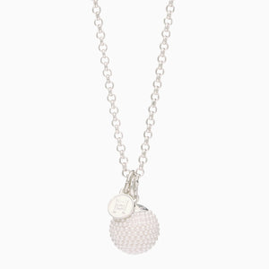 White Pearl Sparkle Ball Long Necklace Pendant
