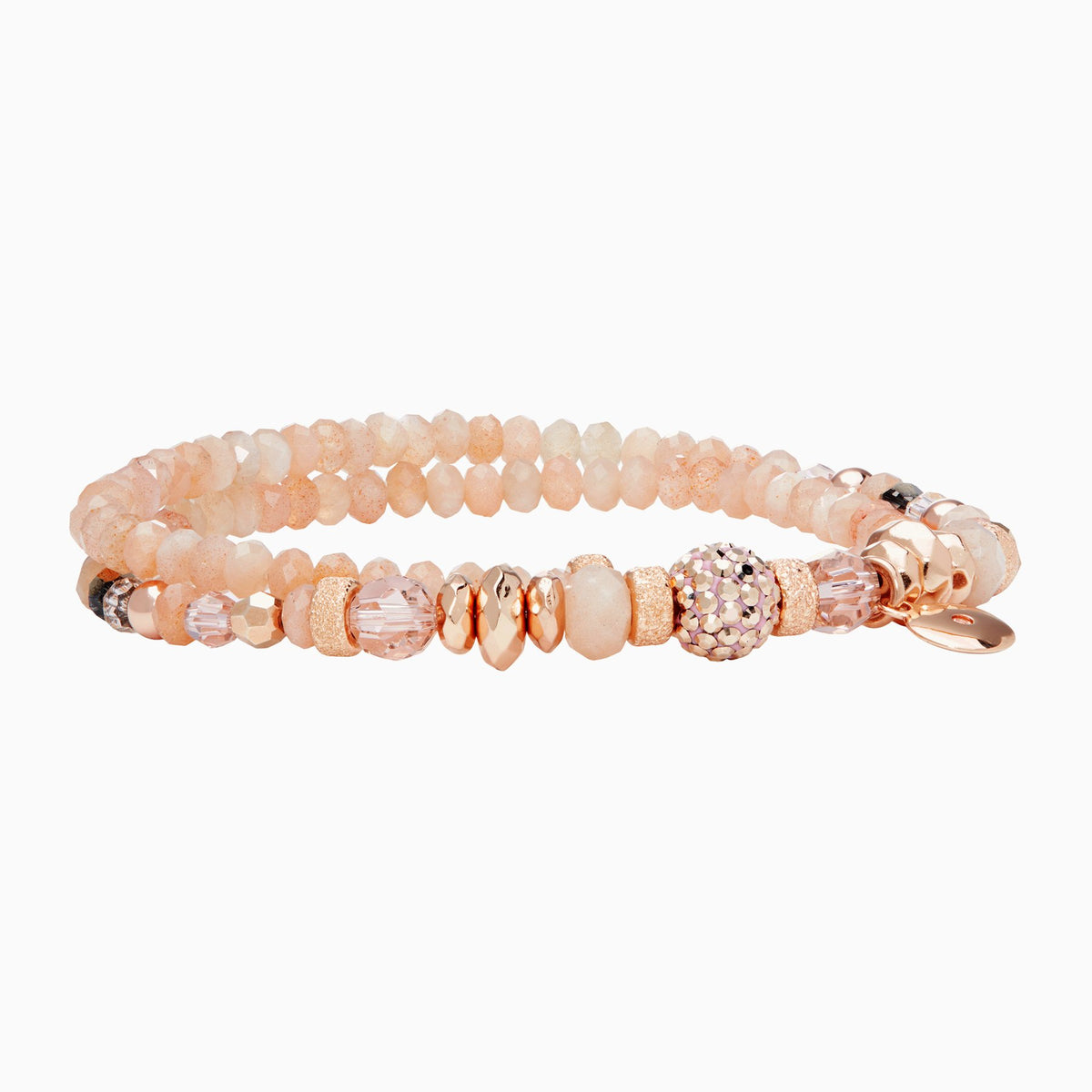 Gilded Rose Gold Sparkle Ball Double Wrap Bracelet