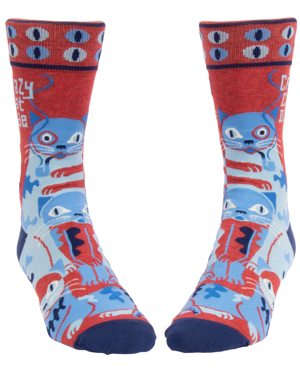 Blue Q Crazy Cat Dude Men's Crew Socks