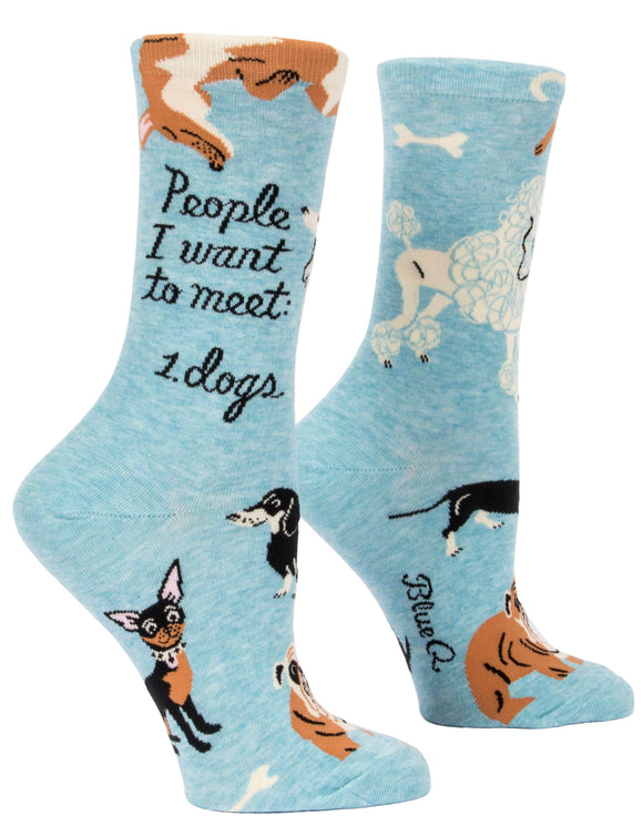 Blue Q People I Want To Meet: Dogs Women's Crew Socks