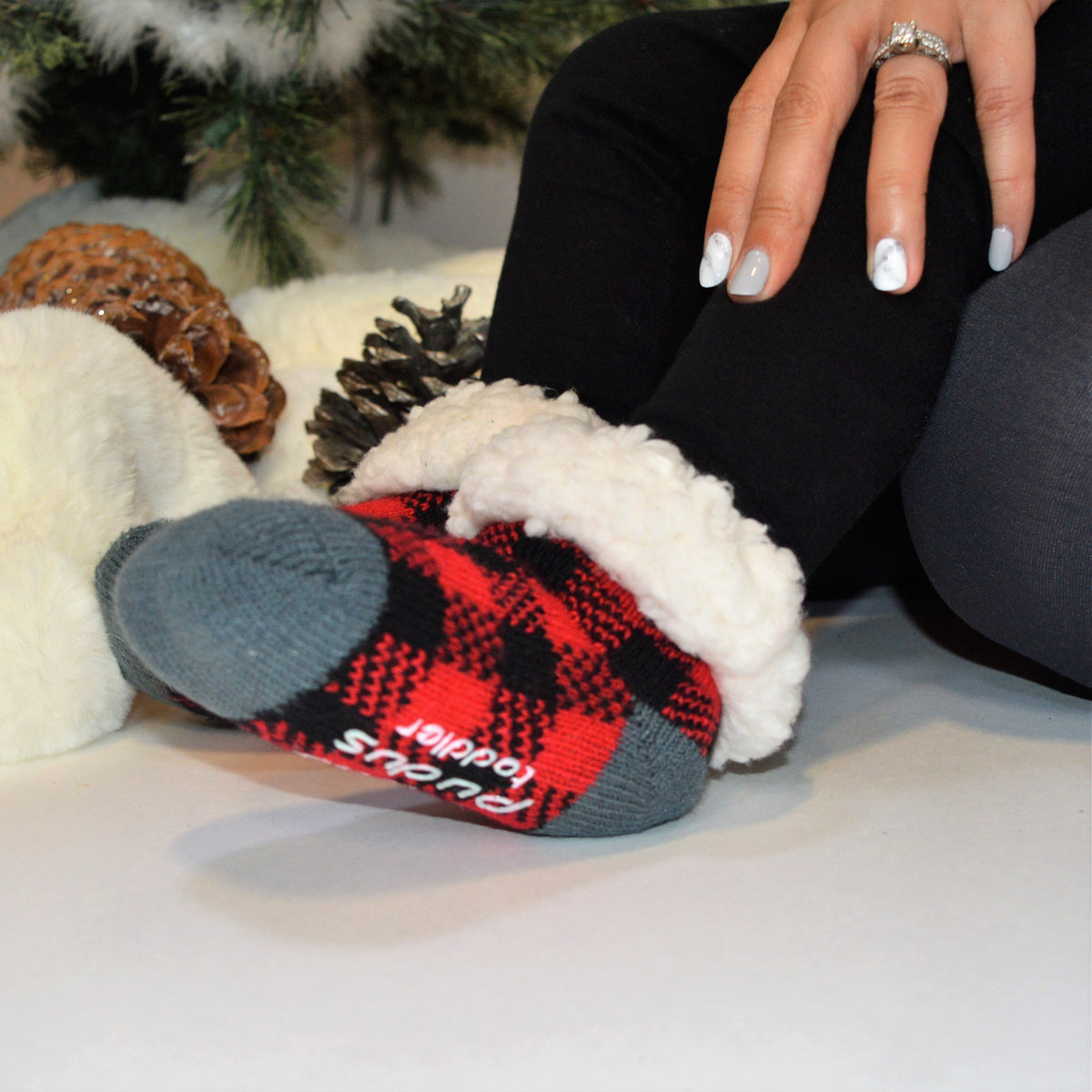 Pudus Classic Slipper Socks LumberJack Red Toddler