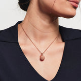 Rose Gold Pearl Sparkle Ball Long Necklace Pendant