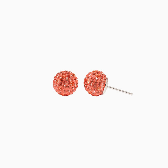 Coral Sparkle Ball Stud Earrings