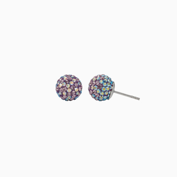 Purple Aurora Borealis Sparkle Ball Stud Earrings