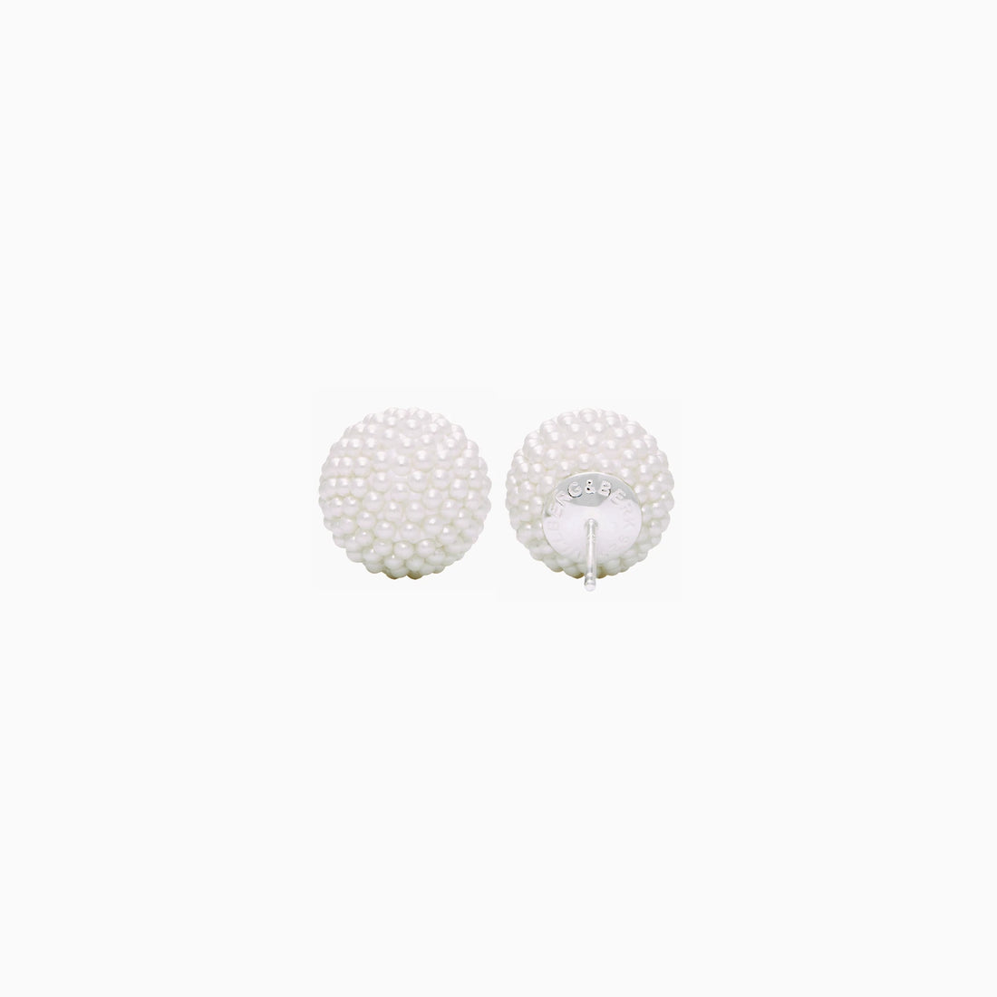 White Pearl Sparkle Ball Stud Earrings