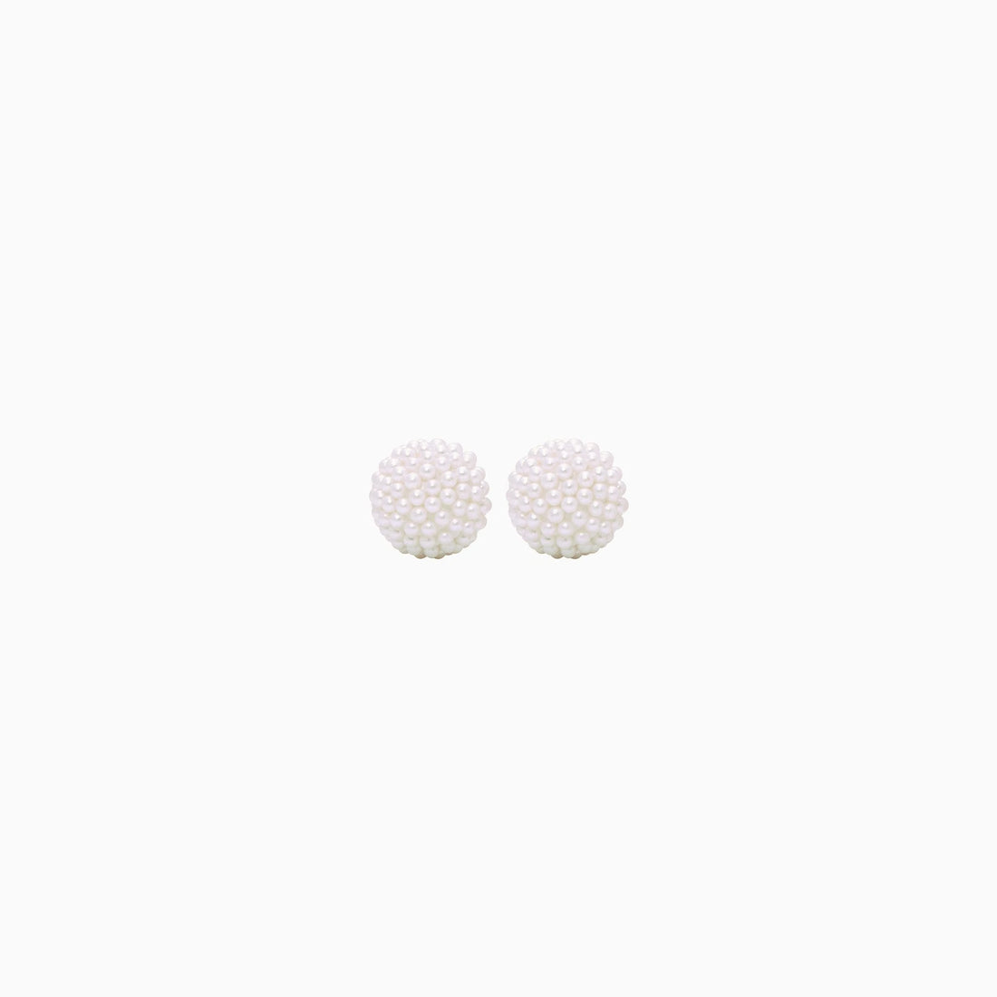 White Pearl Sparkle Ball Stud Earrings