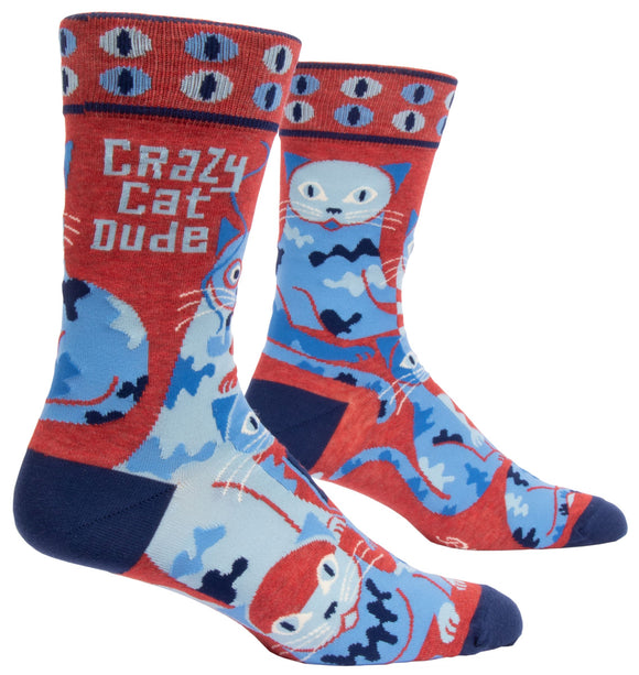 Blue Q Crazy Cat Dude Men's Crew Socks