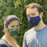 Adult Camo Face Mask with Valve and Replaceable Carbon Filters