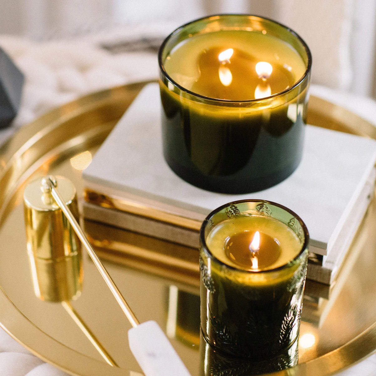 Thymes Frasier Fir 3-Wick Green Glass Candle