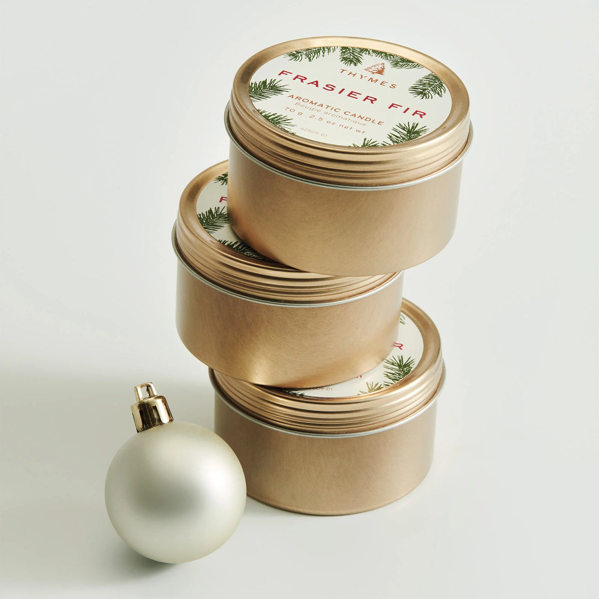 Thymes Frasier Fir Gold Travel Tin Candle