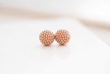 Rose Gold Pearl Sparkle Ball Stud Earrings