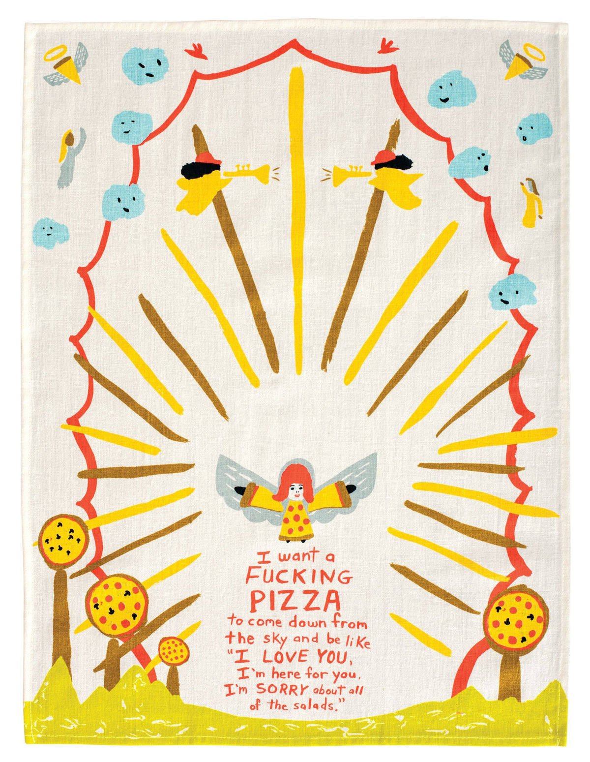 I Want A Fucking Pizza To Come Down From The Sky Dish Towel