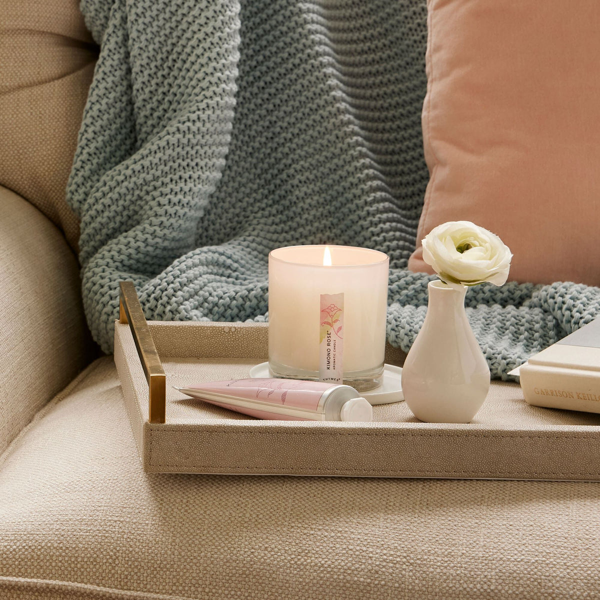 Thymes Kimono Rose Aromatic Candle
