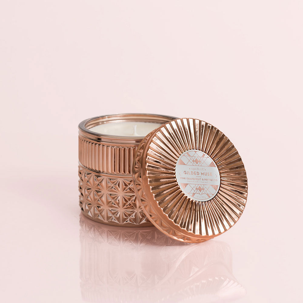Capri Blue Pink Grapefruit & Prosecco Gilded Faceted Jar Candle