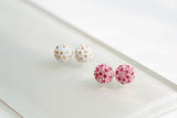 Pink Polka Dot Sparkle Ball Stud Earrings [Limited Edition]