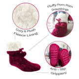 Pudus Classic Slipper Socks Raspberry Chenille Knit